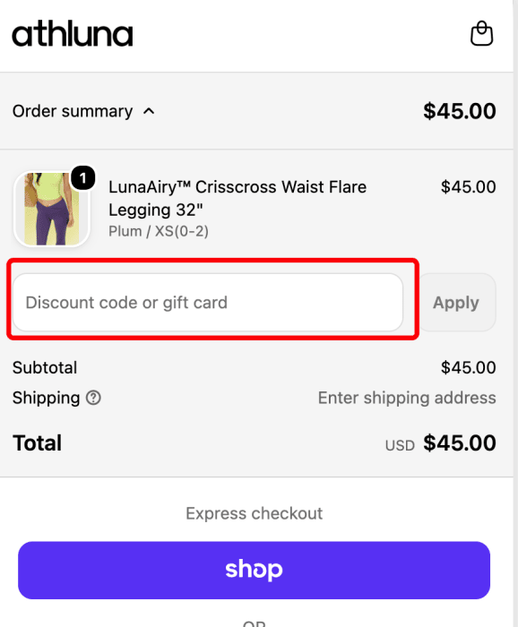 Where to enter Athluna promo code How to use Athluna promo code