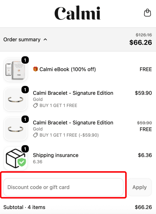 Where to enter Calmi promo code How to use Calmi promo code