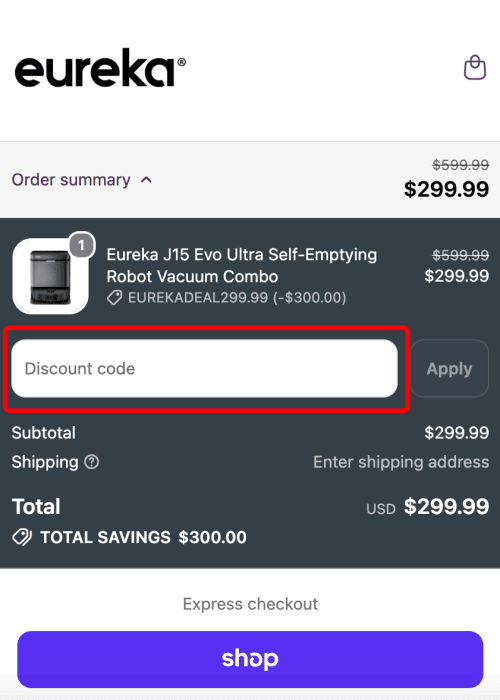 Where to enter Eureka US promo code How to use Eureka US promo code