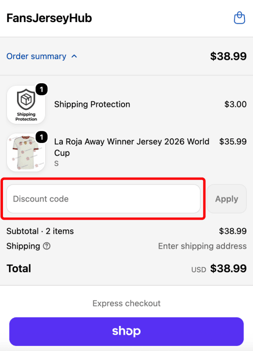Where to enter FansJerseyHub promo code How to use FansJerseyHub promo code