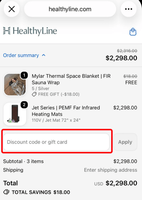 How to use HealthyLine promo code