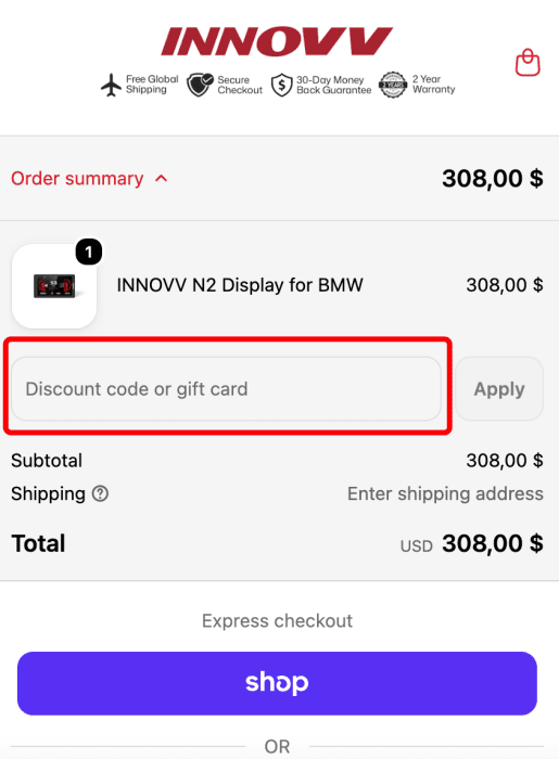 Where to enter INNOVV promo code How to use INNOVV promo code