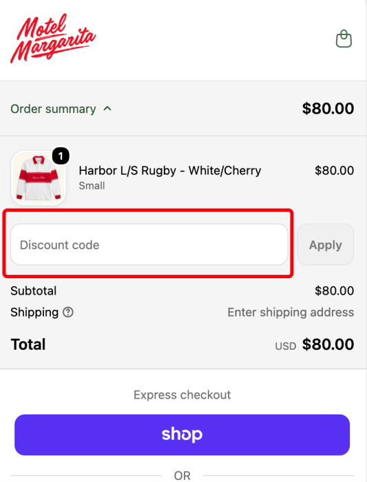 Where to enter Motel Margarita promo code How to use Motel Margarita promo code