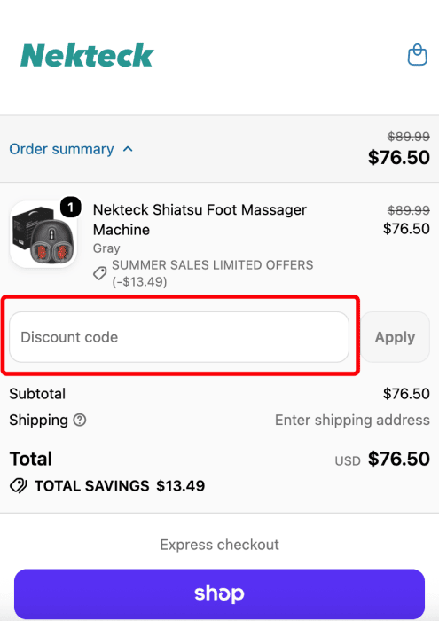 How to use Nekteck promo code