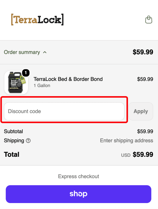 Where to enter TerraLock promo code How to use TerraLock promo code