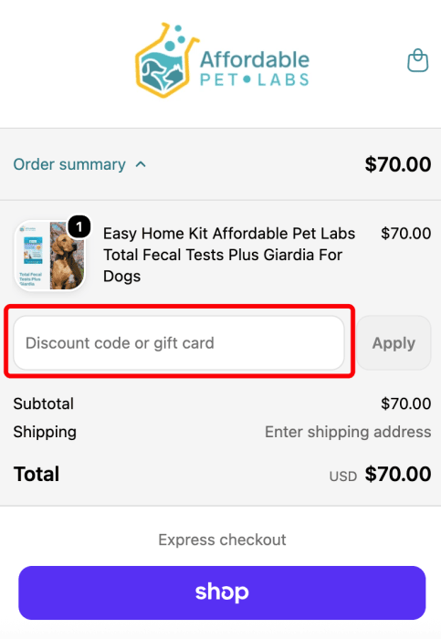 Where to enter Affordable Pet Labs promo code How to use Affordable Pet Labs promo code