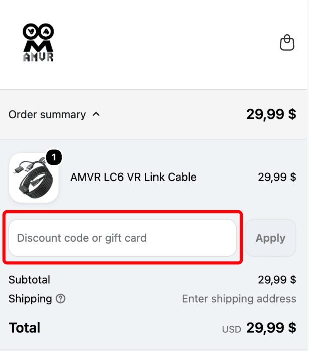 Where to enter AMVR promo code How to use AMVR promo code