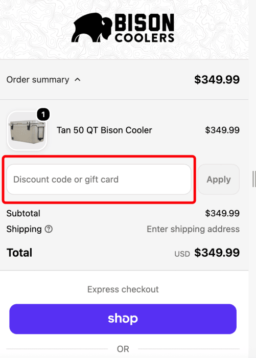 How to use Bison Coolers promo code