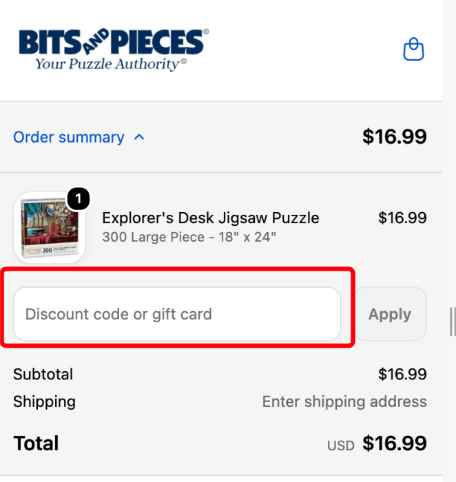 How to use Bits and Pieces promo code