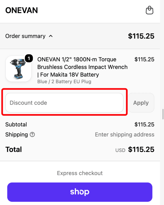 Where to enter ONEVAN promo code How to use ONEVAN promo code