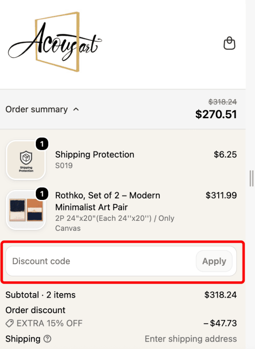 Where to enter Acousart promo code How to use Acousart promo code