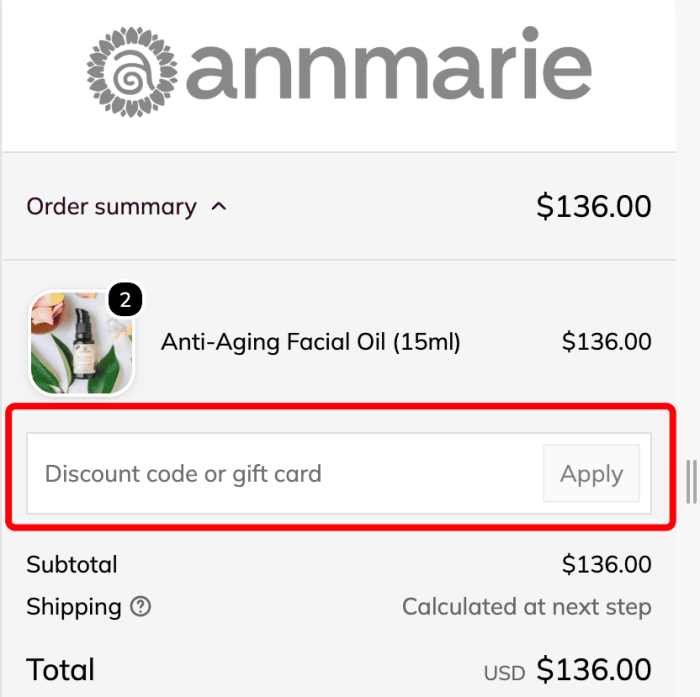 Where to enter Annmarie Skin Care promo code How to use Annmarie Skin Care promo code