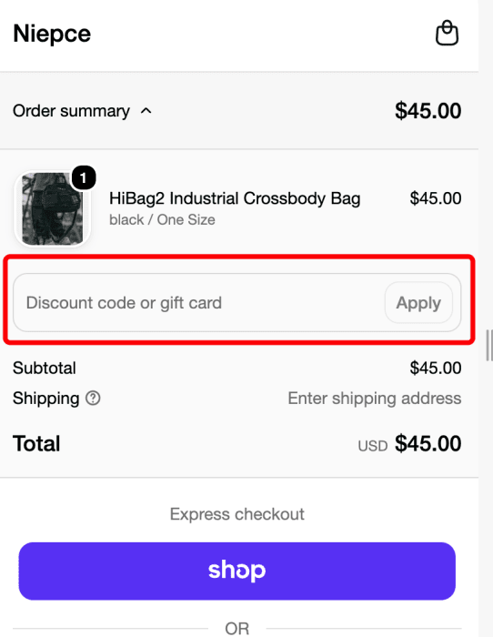 Where to enter Niepce Inc promo code How to use Niepce Inc promo code