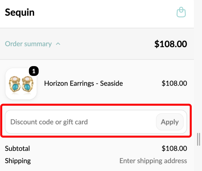 How to use Sequin Jewelry promo code