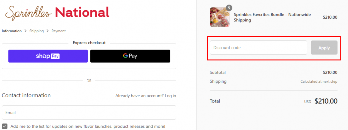 Where to enter Sprinkles promo code How to use Sprinkles promo code