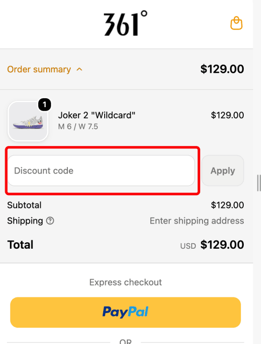 How to use 361° promo code