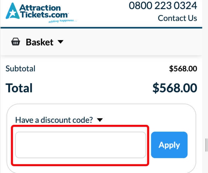 Where to enter AttractionTickets.com promo code How to use AttractionTickets.com promo code