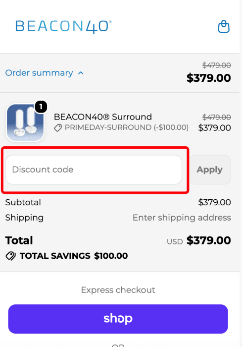 Where to enter BEACON40 promo code How to use BEACON40 promo code