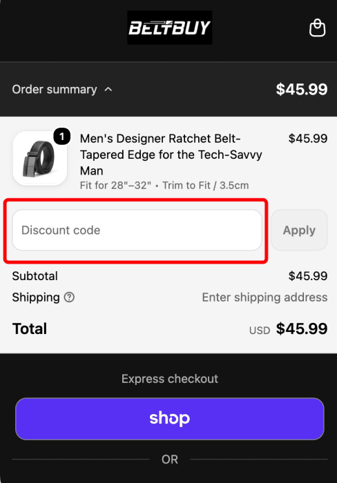 Where to enter BeltBuy promo code How to use BeltBuy promo code