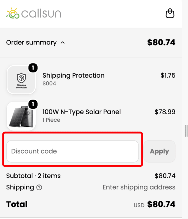 Where to enter Callsun Solar promo code How to use Callsun Solar promo code
