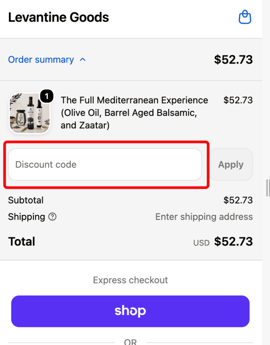 How to use Levantine Goods promo code