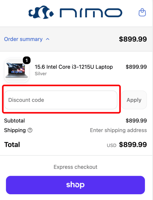 How to use NIMO promo code