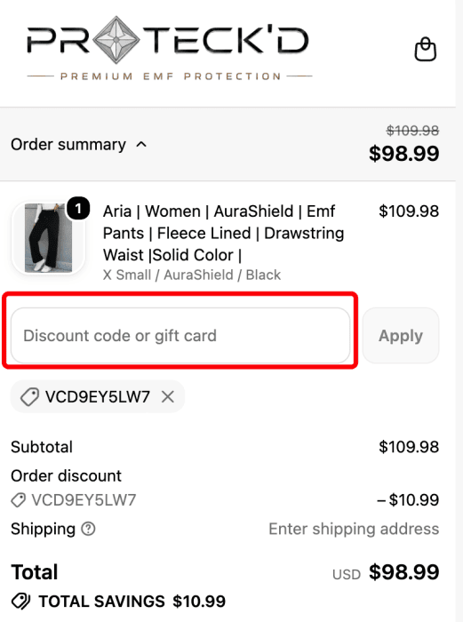How to use Proteck'd promo code