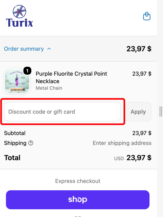 Where to enter Turix Crystals promo code How to use Turix Crystals promo code