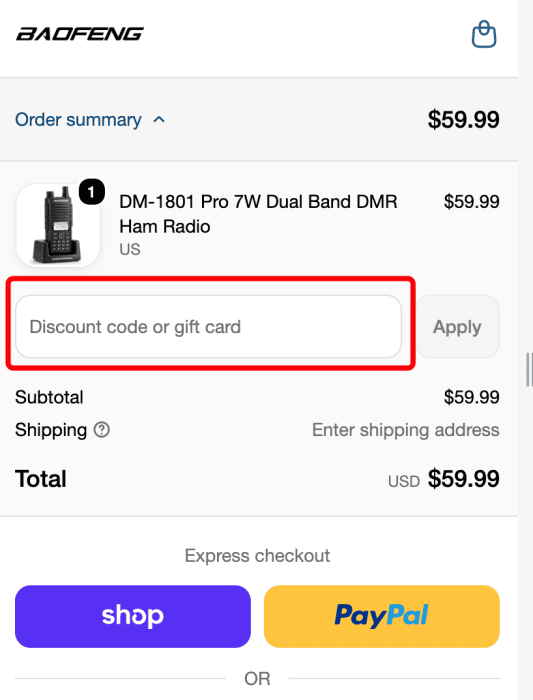 Where to enter Baofeng promo code How to use Baofeng promo code