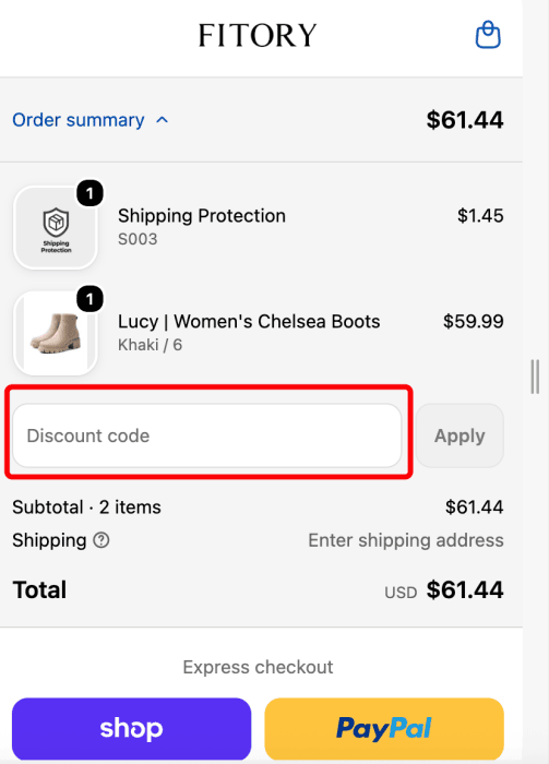 Where to enter FITORY promo code How to use FITORY promo code
