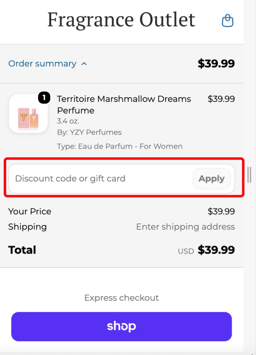 Where to enter Fragrance Outlet promo code How to use Fragrance Outlet promo code