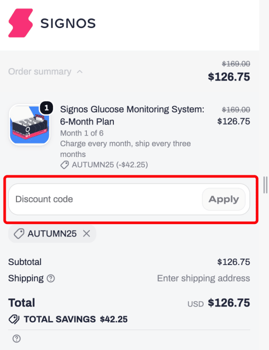 Where to enter Signos promo code How to use Signos promo code