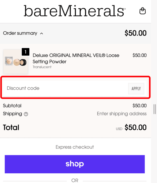 Where to enter bareMinerals promo code How to use bareMinerals promo code