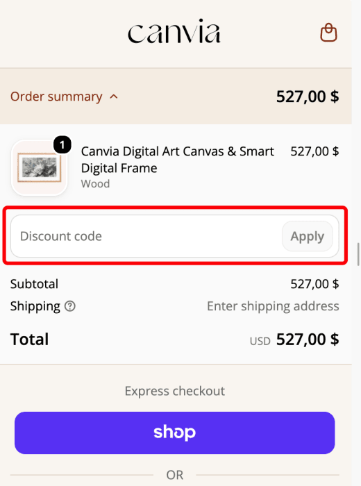 How to use Canvia promo code