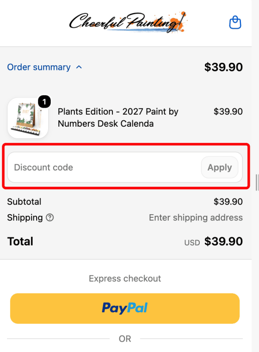 Where to enter Cheerful Painting promo code How to use Cheerful Painting promo code