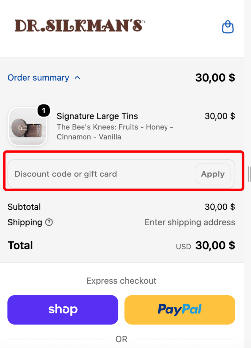 Where to enter Dr. Silkman's promo code How to use Dr. Silkman's promo code