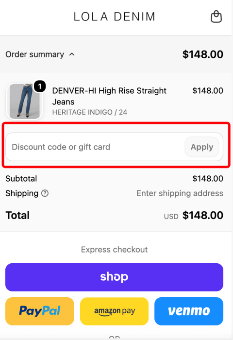 Where to enter Lola Denim promo code How to use Lola Denim promo code