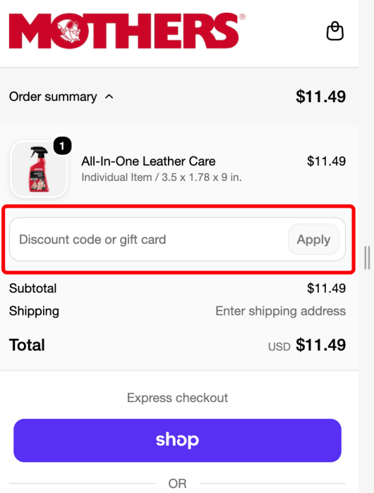 Where to enter Mothers promo code How to use Mothers promo code