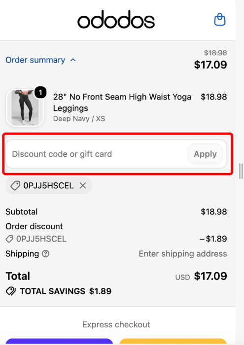 Where to enter Ododos promo code How to use Ododos promo code