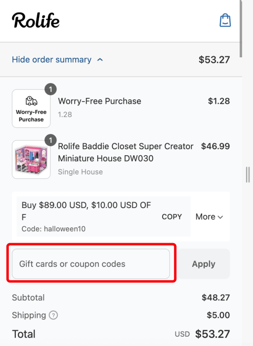 How to use Rolife promo code