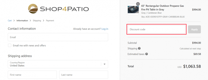 How to use Shop4Patio promo code