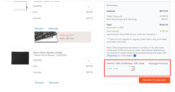How to use Shutterfly promo code