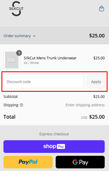 How to use SilkCut Underwear promo code