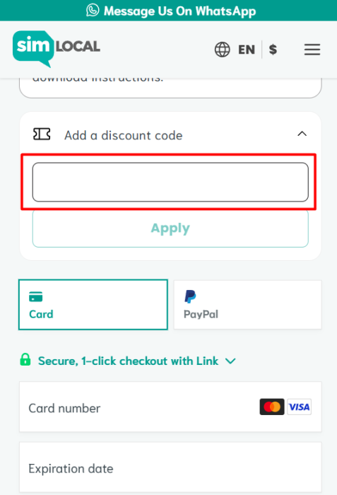 How to use Sim Local promo code