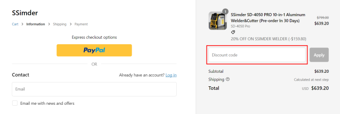 How to use Simder promo code