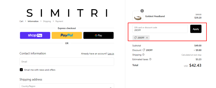 How to use SIMITRI promo code