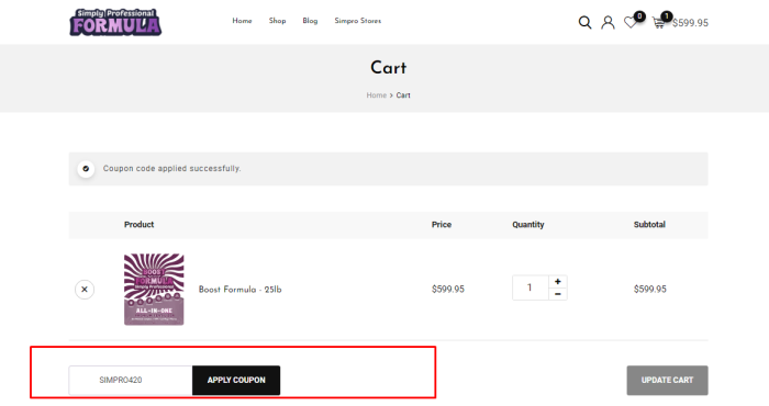How to use SimPro Formula promo code