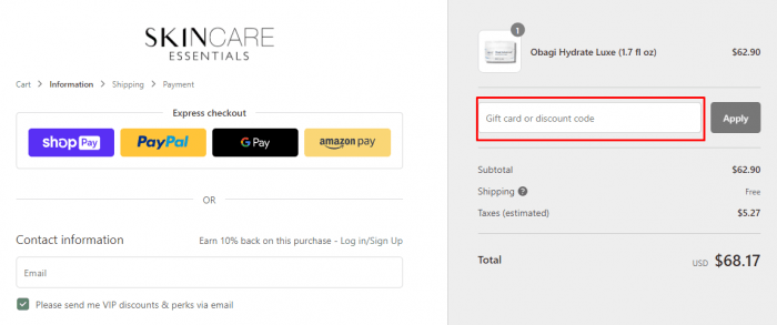 How to use SkincareEssentials promo code