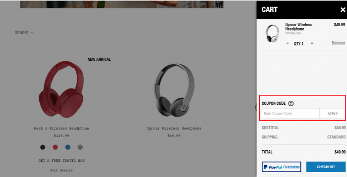 How to use a coupon code at Skullcandy