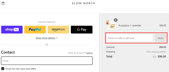 How to use Slow North promo code